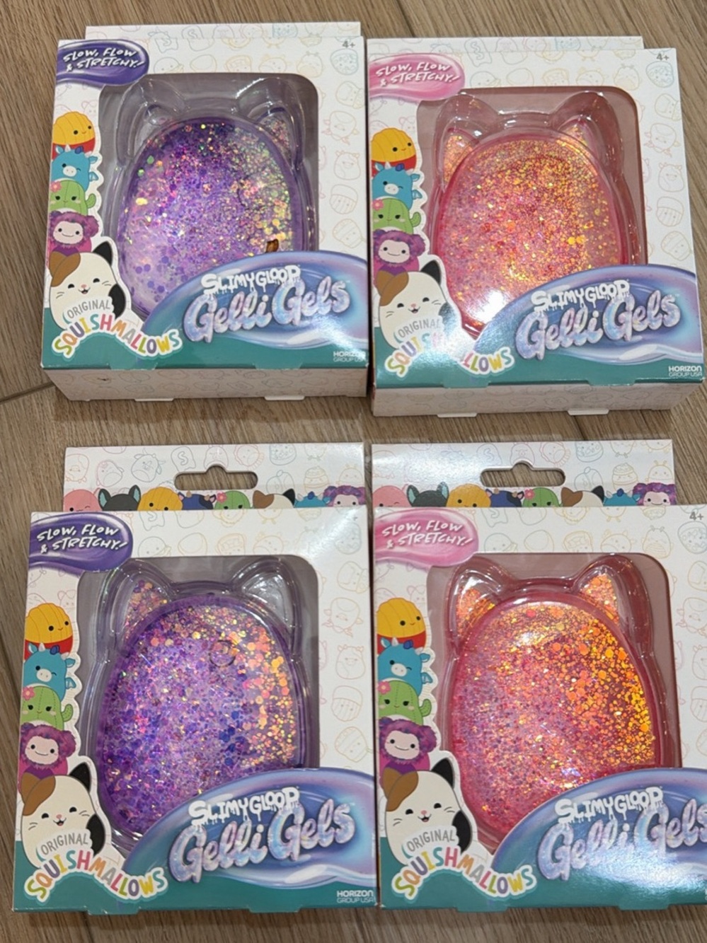 SlimyGloop Gelli Gels Cat Ear Squish Toy - Purple & Pink Glitter